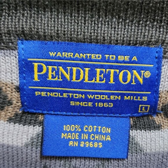 Pendleton Sweater Mens Sz L Gray Cotton Knit 1/4 Zip Lg Slv Elbow Pad Preppy - Picture 8 of 9